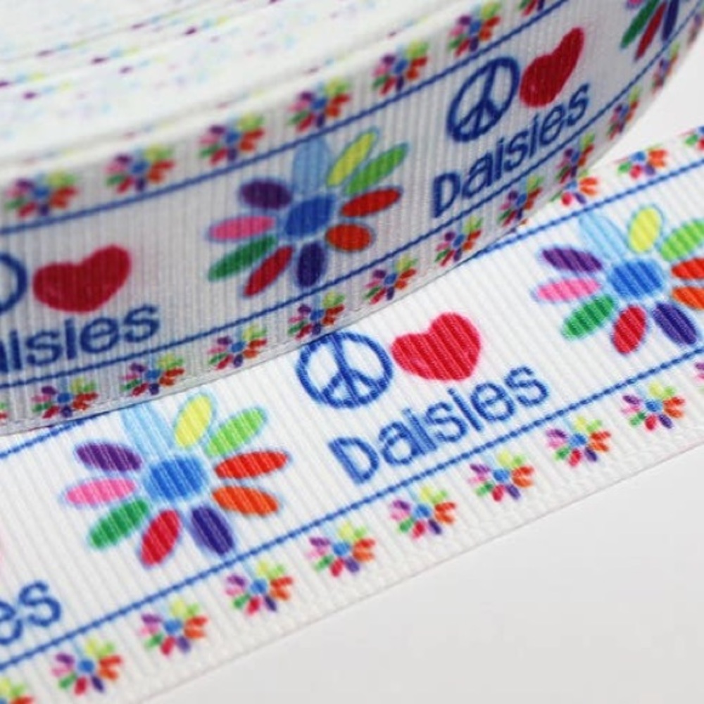 Peace, love and daisy ribbon